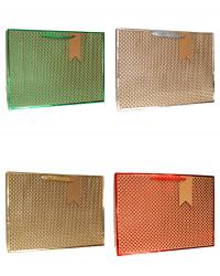 Бумажные подарочные пакеты-сумки крафт с цветным металлизированным тиснением, серия "Пуговки", размер 42*31*12 см.