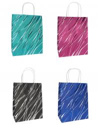 Подарочные бумажные пакеты-сумки с бумажной ручкой, серия "Цветные штрихи", размер 12*17*7 см.