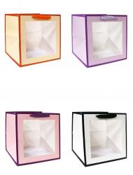 Бумажные подарочные пакеты из матовой бумаги с прозрачным окошком, серия "Квадрат с окном", размер 30*30*30 см.