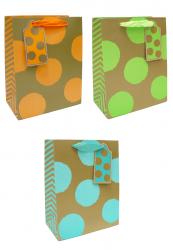 Подарочные пакеты-сумки, серия "Цветные кружочки на бежевом", размер 18*23*10
