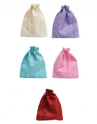 Мешочки из ткани "лён" на завязках цветные, размер 20см х 30см
