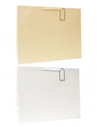 Бумажные подарочные пакеты-сумки из матовой бумаги с рисунком херрингбоун, серия "Пастельный принт", размер 31*44*12 см.
