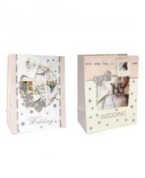 Бумажные подарочные пакеты с блёстками, серия "Свадьба", размер 18*23*10